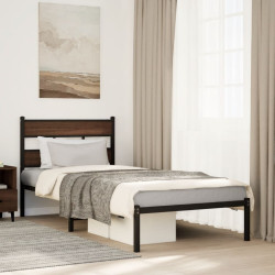 Cama sem colchão com cabeceira 107x203 cm carvalho castanho