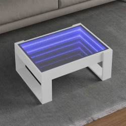 Mesa de centro luzes LED infinity 70x53x30 cm branco