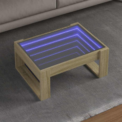 Mesa de centro luzes LED infinity 70x53x30 cm carvalho sonoma