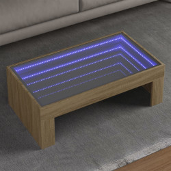 Mesa de centro luzes LED infinity 90x50x30 cm carvalho sonoma