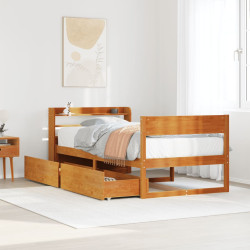 Cama sem colchão 100x200 cm pinho maciço castanho-mel