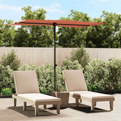 Guarda-sol de jardim com poste de alumínio 2x1,5 m terracota