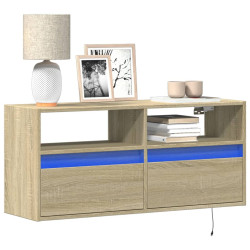 Móvel de parede p/ TV c/ luzes LED 100x31x45 cm carvalho sonoma