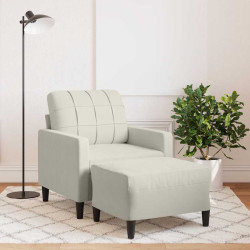 Poltrona com apoio de pés 60 cm veludo cor creme
