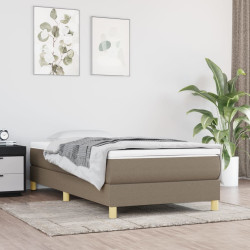 Estrutura de cama com molas sem colchão 90x200 cm tecido cinza-acastanhado
