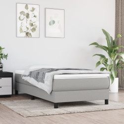Estrutura de cama com molas 90x190 cm tecido cinzento-claro