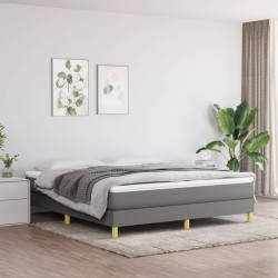Estrutura de cama com molas 160x200 cm tecido cinzento-escuro