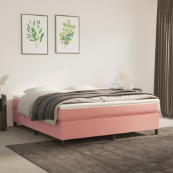 Estrutura de cama com molas 180x200 cm veludo rosa
