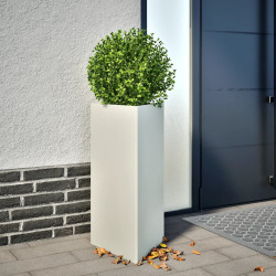 Vaso/floreira de jardim triangular 2pcs 40x34,5x75cm aço branco