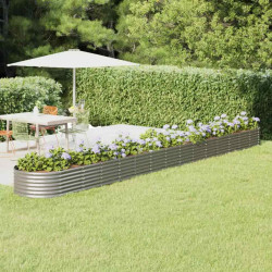 Canteiro elevado jardim 620x80x36cm aço galvanizado prateado