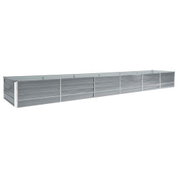 Canteiro elevado de jardim aço galvanizado 480x80x45cm cinzento