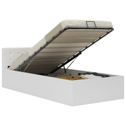 Cama hidráulica c/ arrumação 100x200cm couro artificial branco