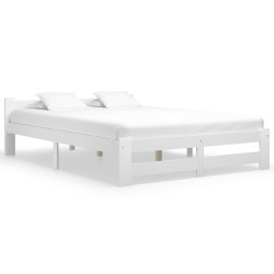 Estrutura de cama 160x200 cm pinho maciço branco