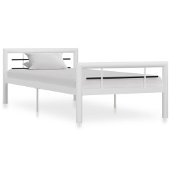Estrutura de cama 100x200 cm metal branco e preto