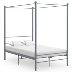 Estrutura de cama com dossel 120x200 cm metal cinzento