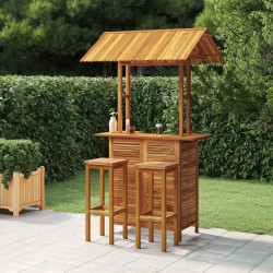 3 Pcs conjunto de bar para jardim madeira de acácia maciça