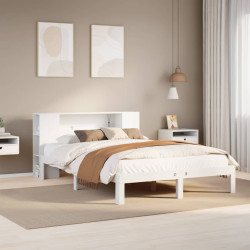 Cama com estante sem colchão 140x190 cm pinho maciço branco