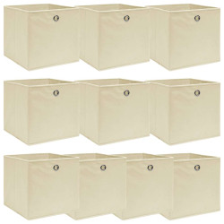 Caixas de arrumação 10 pcs 32x32x32 cm tecido creme