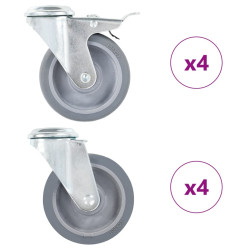 8 Pcs rodas giratórias com orifício para parafuso 100 mm