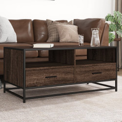 Mesa centro 100x50x45cm deriv. madeira/metal carvalho castanho