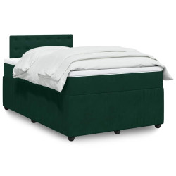 Cama boxspring com colchão 120x200 cm veludo verde-escuro