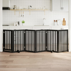 Portão p/ cães com porta dobrável 6 painéis 300 cm álamo preto