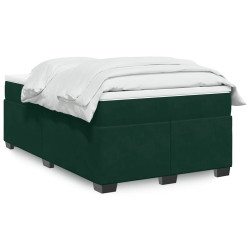 Cama boxspring com colchão 120x200 cm veludo verde-escuro