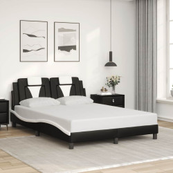 Estrutura de cama viana sem colchão 120x200 couro artif. preto/branco