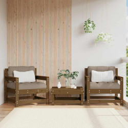 Cadeiras de jardim c/ almofadões 2pcs pinho maciço castanho-mel