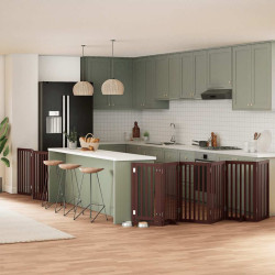 Portão p/ cães c/ porta dobrável 9 painéis 450cm álamo castanho