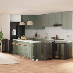 Portão p/ cães com porta dobrável 12 painéis 960 cm álamo preto