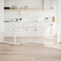 Portão p/ cães com porta dobrável 4 painéis 320 cm abeto branco