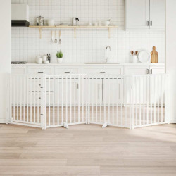 Portão p/ cães com porta dobrável 4 painéis 320 cm abeto branco