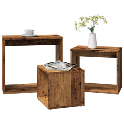 Mesas de encastrar 3 pcs derivados de madeira madeira velha
