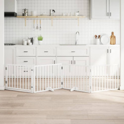 Portão p/ cães com porta dobrável 4 painéis 320 cm álamo branco