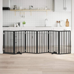 Portão p/ cães com porta dobrável 6 painéis 300 cm álamo preto