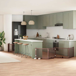 Portão cães c/ porta dobrável 8 painéis 640 cm álamo castanho