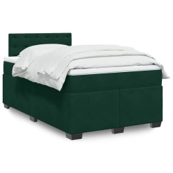 Cama boxspring com colchão 120x190 cm veludo verde-escuro