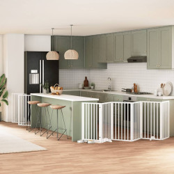 Portão p/ cães com porta dobrável 12 painéis 600cm álamo branco