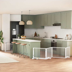 Portão p/ cães com porta dobrável 12 painéis 960cm álamo branco