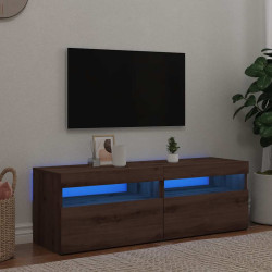 Móvel TV c/ luzes LED 2pcs derivados madeira carvalho artisiano