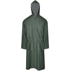 Capa de chuva comprida resistente e impermeável + capuz verde l