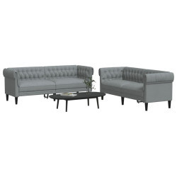 2 Pcs conjunto de sofás tecido cinzento-claro