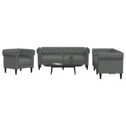3 Pcs conjunto de sofás tecido cinzento-escuro