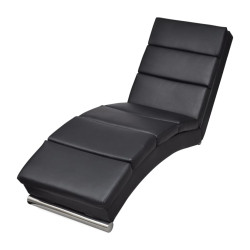 Chaise longue couro artificial preto