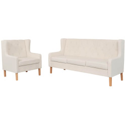 Conjunto de sofás 2 pcs tecido branco nata