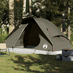 Tenda familiar em cúpula para 6 pessoas impermeável castanho