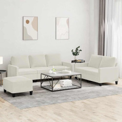 3 Pcs conjunto de sofás com almofadões veludo cor creme
