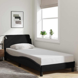 Estrutura de cama com cabeceira dover tecido 80x200 cm preto