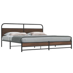 Estrutura cama sem colchão 200x200cm metal carvalho castanho